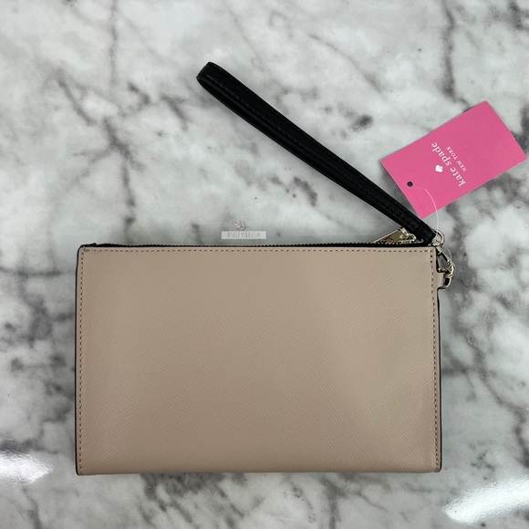Kate Spade Staci Colorblock Leather Medium Wristlet Wallet In Warm Biege - Picture 4 of 8